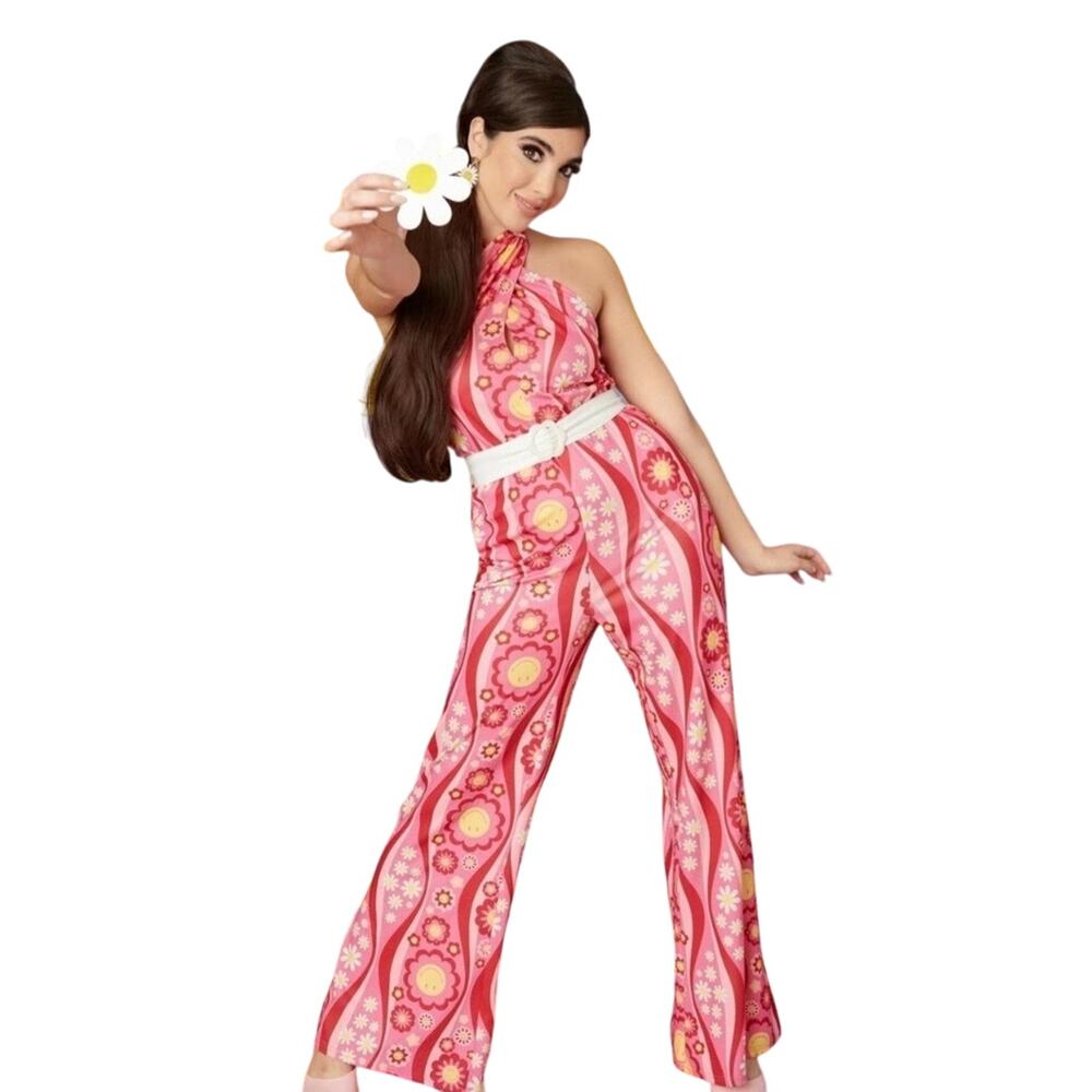 Smak Parlour x Smiley Flower Halter Jumpsuit Retro 1960’s NWOT S